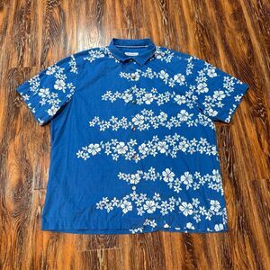 Tommy Bahama Men’s XXL Hibiscus Waves Silk Blend Camp‎ Shirt Color: Indigo Coast